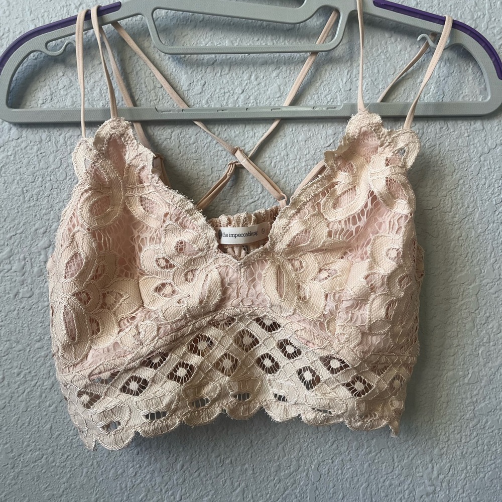 Boutique The Impeccable Pig Lace Bralette in Light Pink/nude